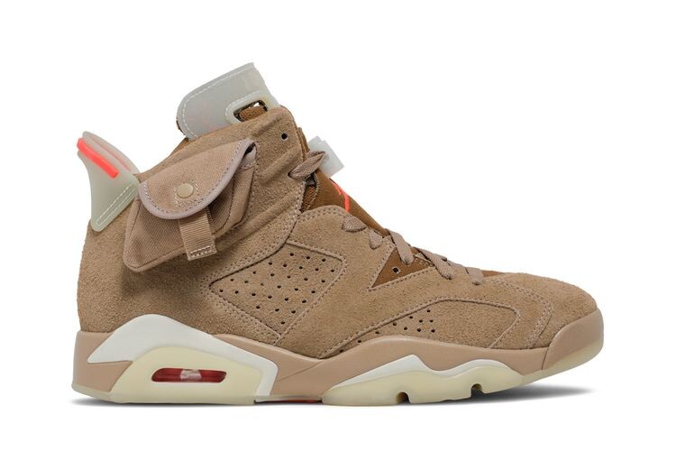 Кроссовки Air Jordan Travis Scott x Air Jordan 6 Retro British Khaki, желто-коричневый
Кроссовки Air Jordan Travis Scott x Air Jordan 6 Retro British Khaki, желто-коричневый