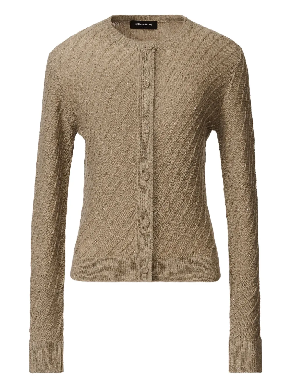 Кардиган в рубчик с пайетками Fabiana Filippi, нейтральный
Кардиган в рубчик с пайетками Fabiana Filippi, нейтральный