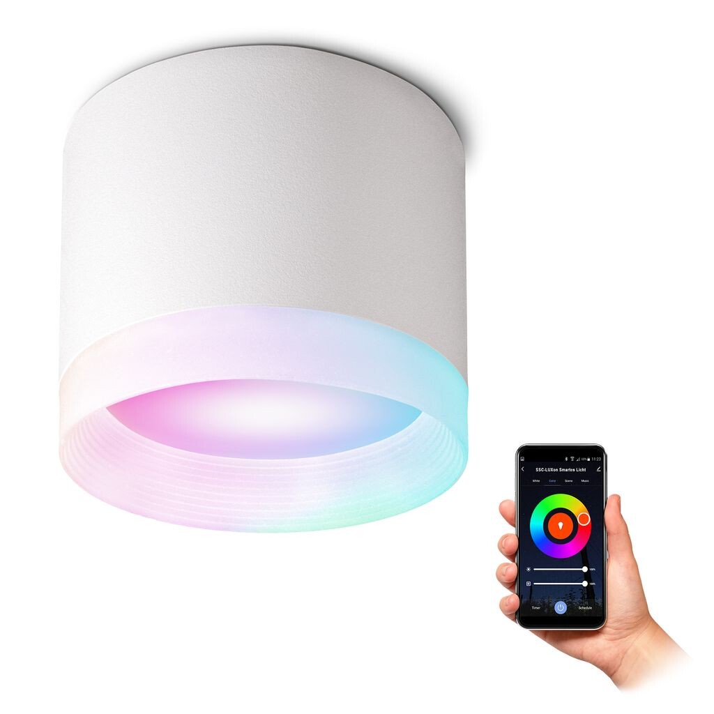 Накладной потолочный светильник VORA белый со световым кольцом и GX53 Smart Home LED RGBW WLAN, количество: комплект из 1 шт. SSC-LUXon
Накладной потолочный светильник VORA белый со световым кольцом и GX53 Smart Home LED RGBW WLAN, количество: комплект из 1 шт. SSC-LUXon