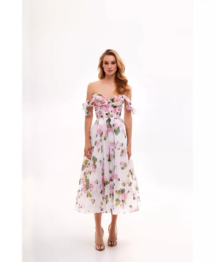 Женское платье миди с нежным цветочным принтом и завязками Milla, зеленый
Женское платье миди с нежным цветочным принтом и завязками Milla, зеленый