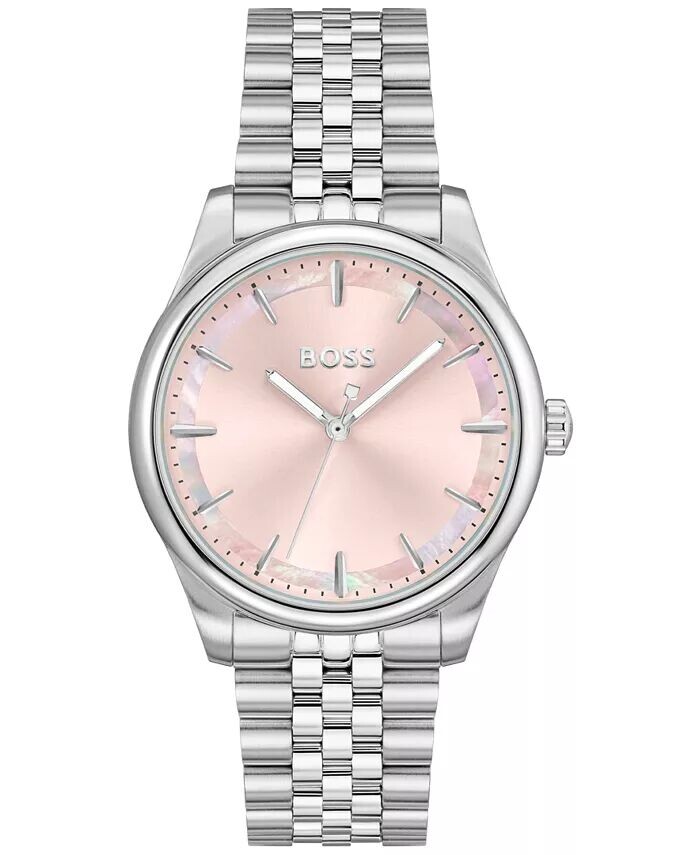 Женские изящные кварцевые базовые часы из нержавеющей стали 36 мм Hugo Boss, серебро 
Женские изящные кварцевые базовые часы из нержавеющей стали 36 мм Hugo Boss, серебро