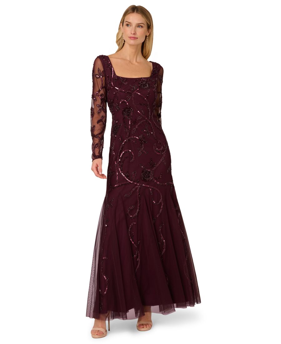Женское платье с длинными рукавами, расшитое бисером Adrianna Papell, Night plum
Женское платье с длинными рукавами, расшитое бисером Adrianna Papell, Night plum