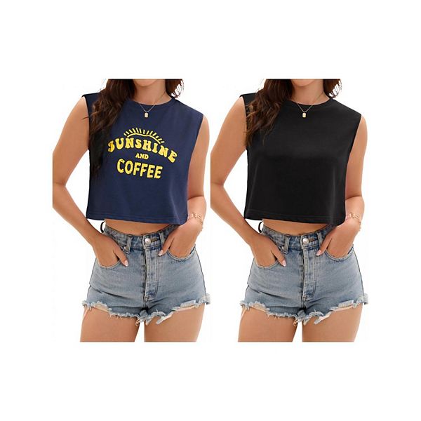 2 упаковки женских кроп-топов casual, свободные майки-борцовки без рукавов, базовые футболки Athlechic, Black Solid Blueletter
2 упаковки женских кроп-топов casual, свободные майки-борцовки без рукавов, базовые футболки Athlechic, Black Solid Blueletter