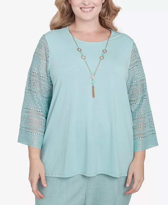 Плюс размер Kensington Gardens, однотонный трикотажный топ с кружевными рукавами и ожерельем Alfred Dunner, зеленый
Плюс размер Kensington Gardens, однотонный трикотажный топ с кружевными рукавами и ожерельем Alfred Dunner, зеленый