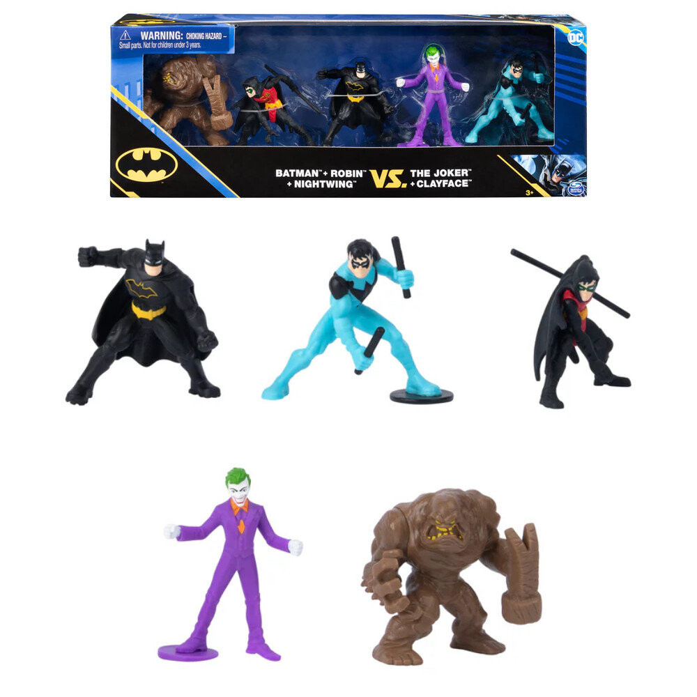 Набор из 5 фигурок DC Batman Batman Robin Nightwing vs Joker Clayface Spin Master 
Набор из 5 фигурок DC Batman Batman Robin Nightwing vs Joker Clayface Spin Master