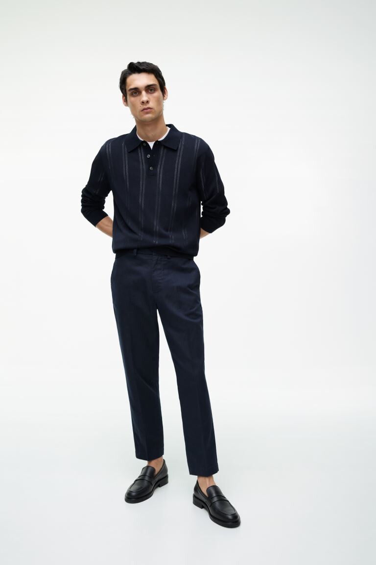 Брюки из хлопка и льна стандартного укороченного Arket, синий
Брюки из хлопка и льна стандартного укороченного Arket, синий