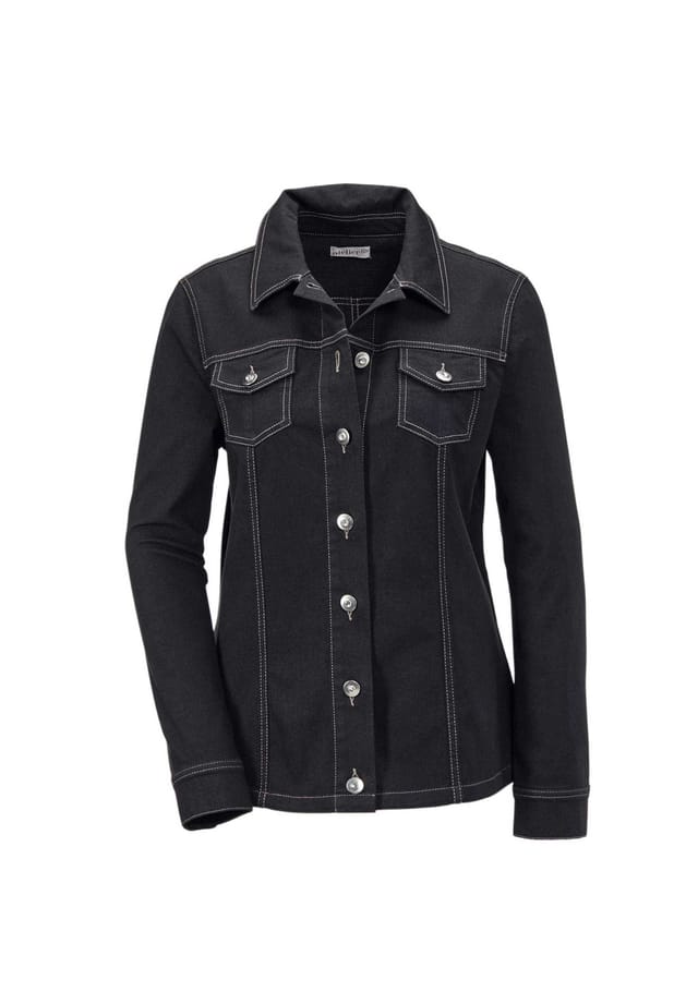 Короткий размер: классическая джинсовая куртка с великолепными деталями. Goldner, черный
Короткий размер: классическая джинсовая куртка с великолепными деталями. Goldner, черный