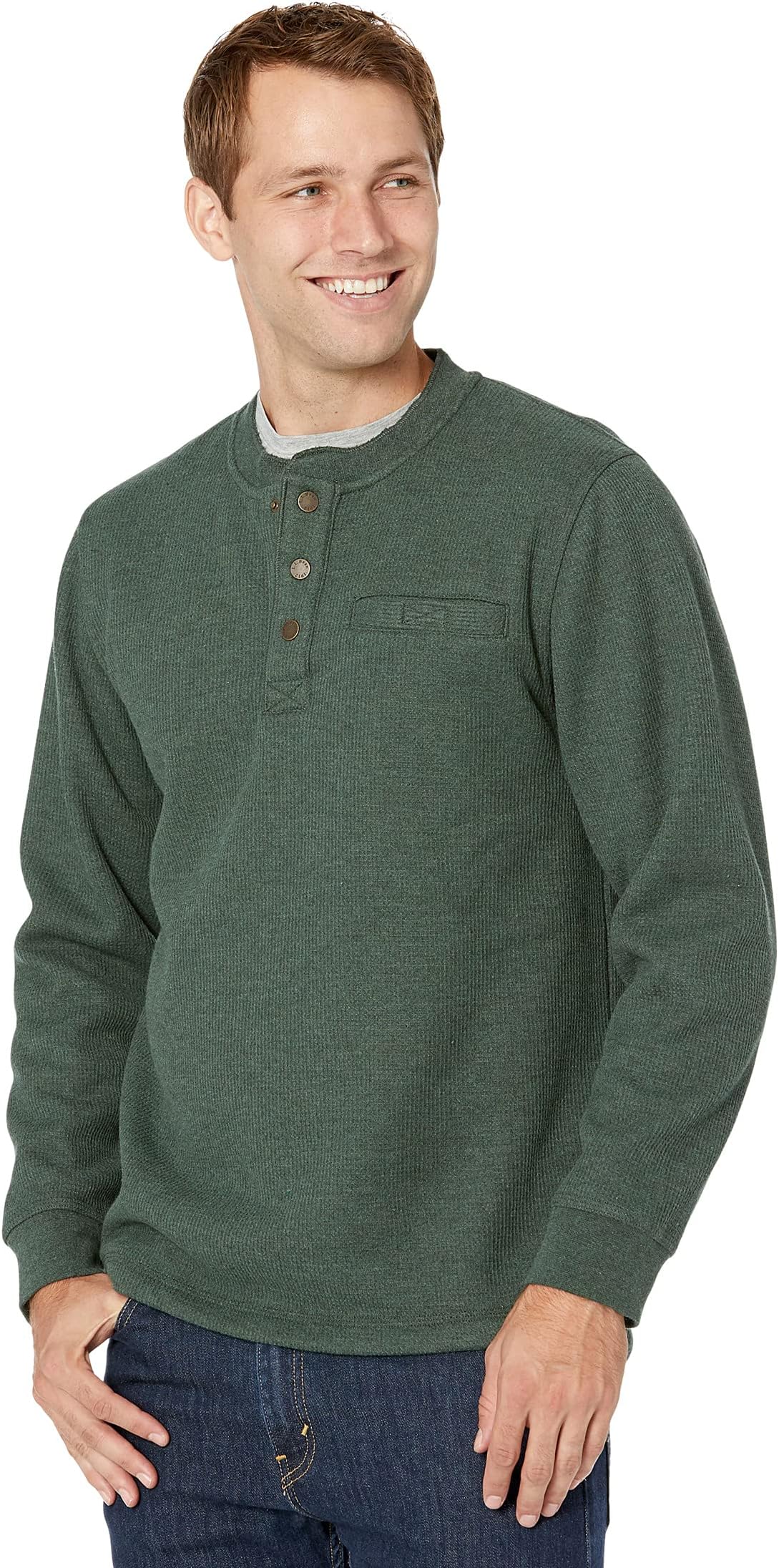 Мужская флисовая кофта Katahdin Iron Works Bonded Waffle Henley, слегка приталенная, стандартная L.L.Bean, Black Forest Green Heather
Мужская флисовая кофта Katahdin Iron Works Bonded Waffle Henley, слегка приталенная, стандартная L.L.Bean, Black Forest Green Heather