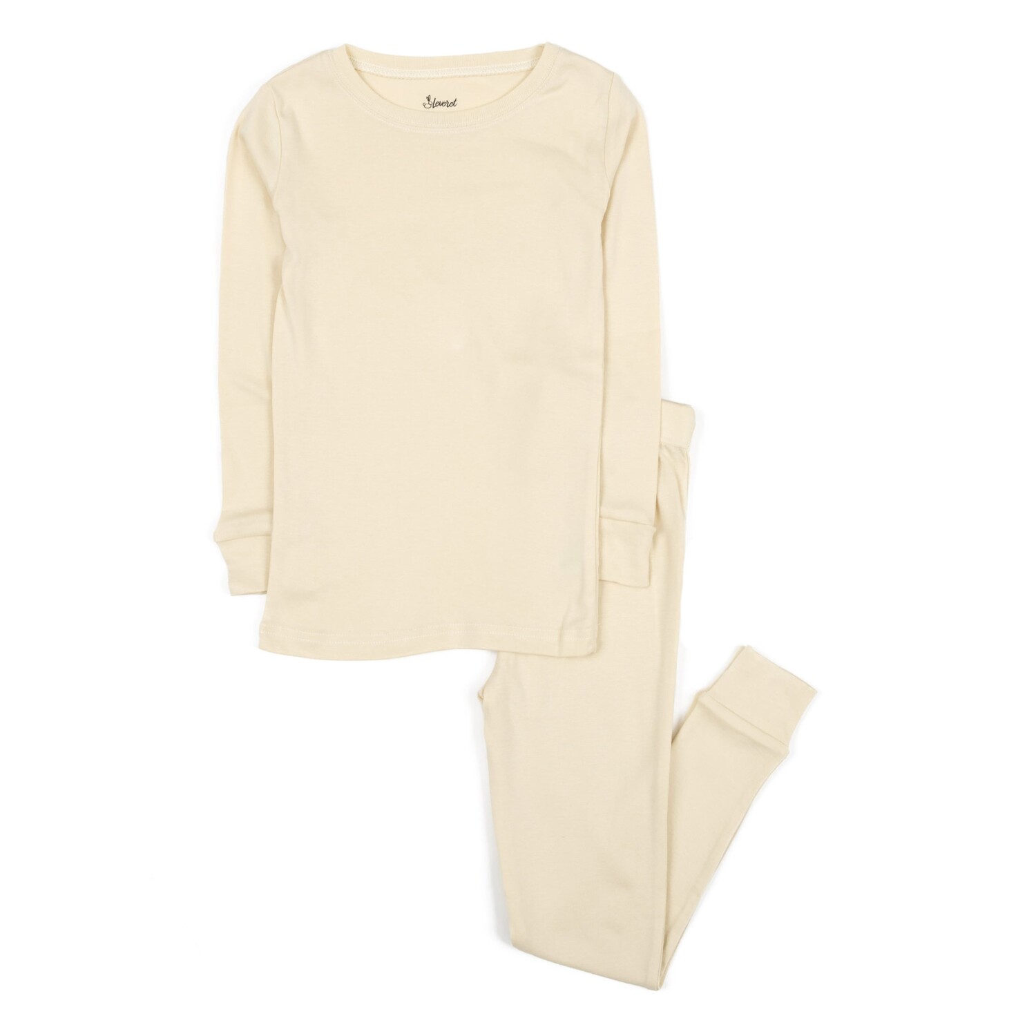 Детские двухкусочные хлопковые пижамы нейтрального сплошного цвета Leveret, цвет Off White 
Детские двухкусочные хлопковые пижамы нейтрального сплошного цвета Leveret, цвет Off White