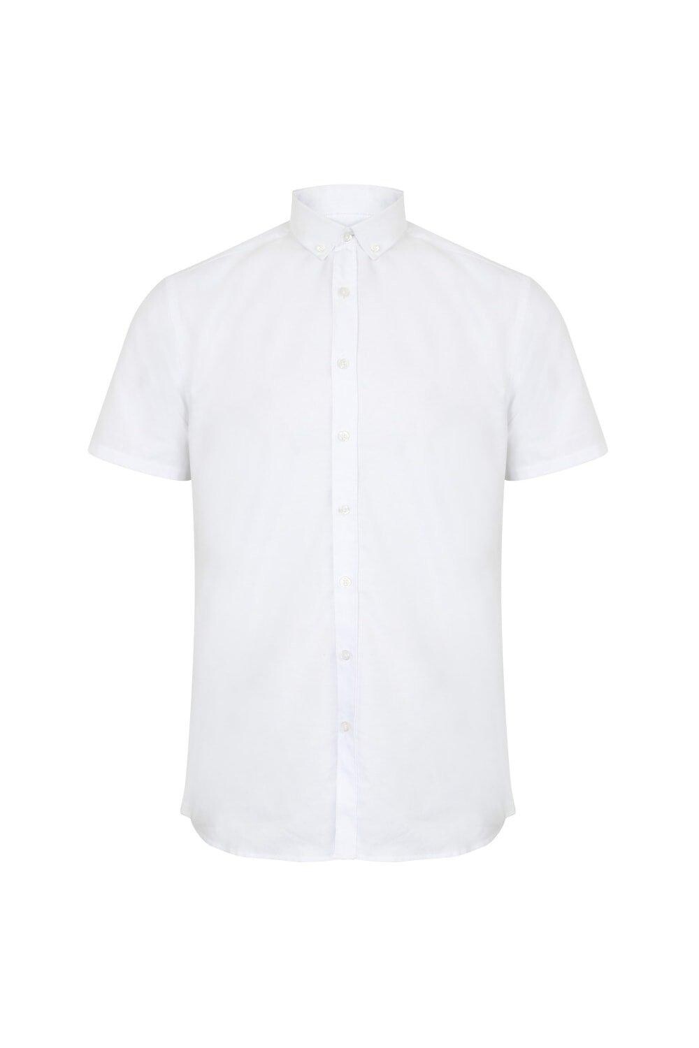 Современная оксфордская рубашка с коротким рукавом Henbury, белый 
Современная оксфордская рубашка с коротким рукавом Henbury, белый