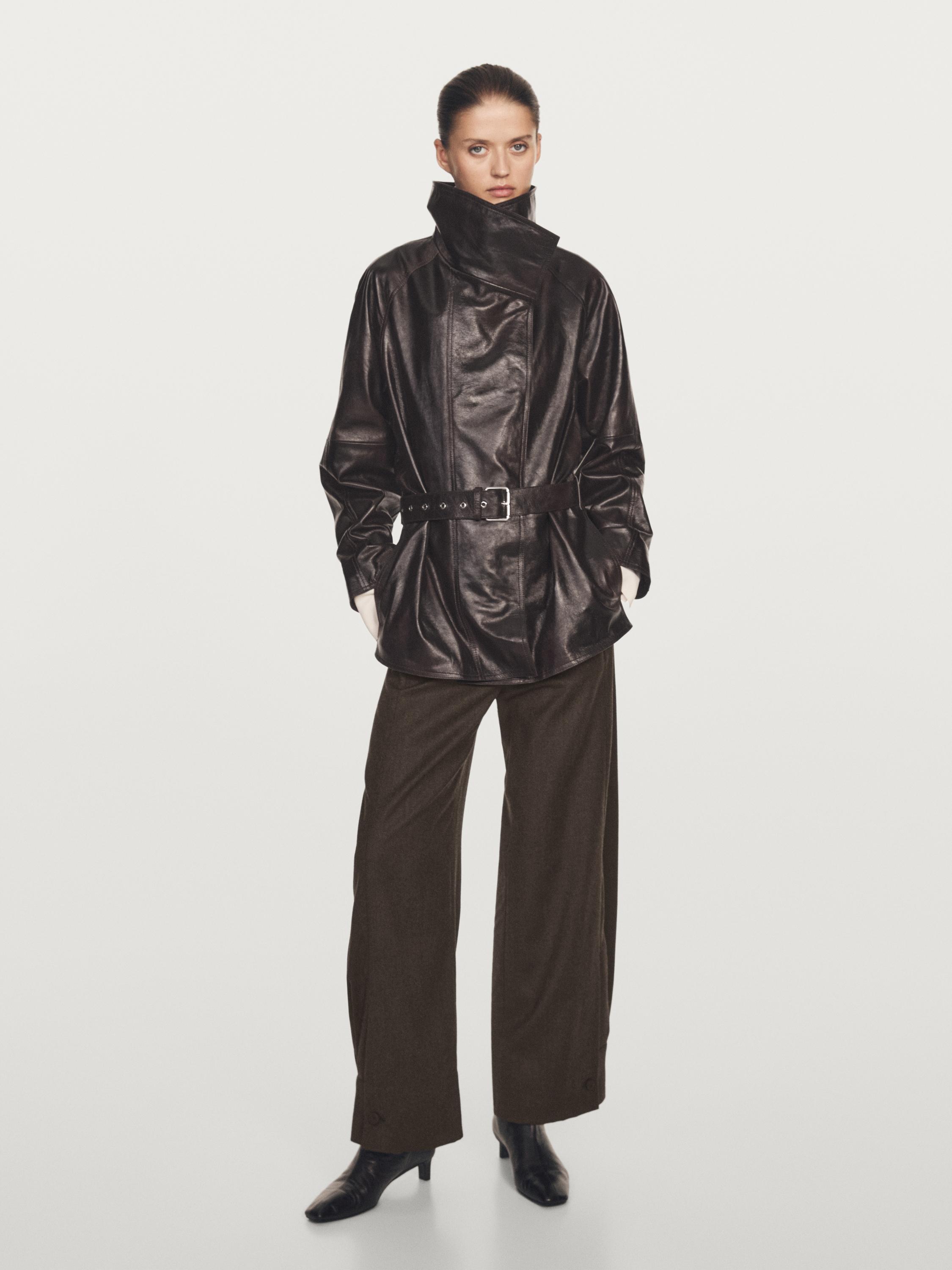 Куртка из кожи наппа с поясом Massimo Dutti, коричневый
Куртка из кожи наппа с поясом Massimo Dutti, коричневый