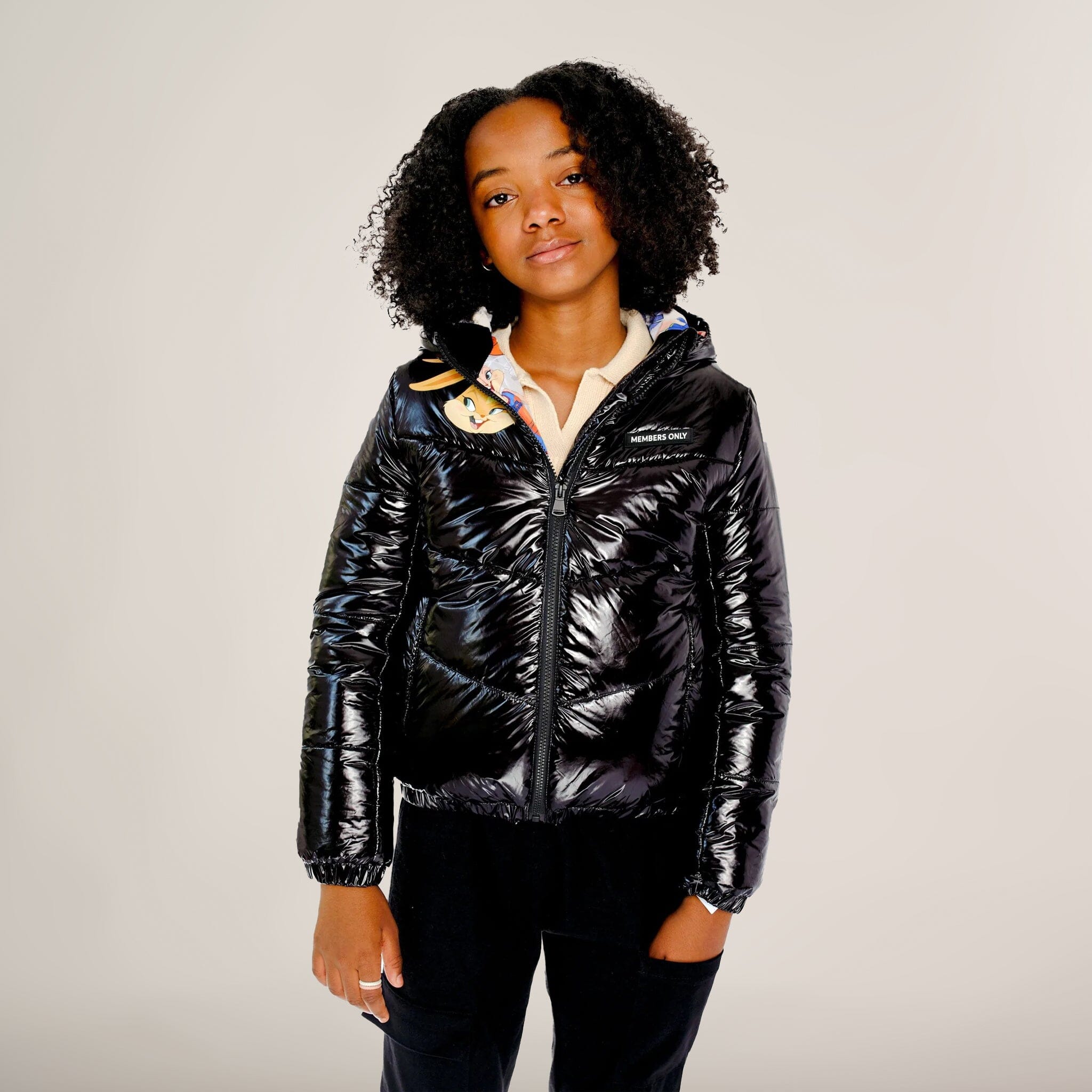 Детская утепленная куртка Cire Puffer с подкладкой Mash Print Members Only, черный 
Детская утепленная куртка Cire Puffer с подкладкой Mash Print Members Only, черный