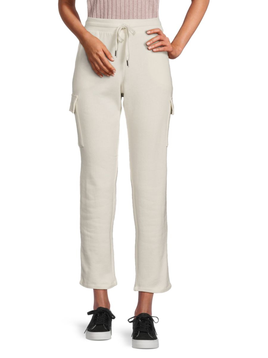 Укороченные флисовые брюки на завязках Andrew Marc, белый 
Укороченные флисовые брюки на завязках Andrew Marc, белый