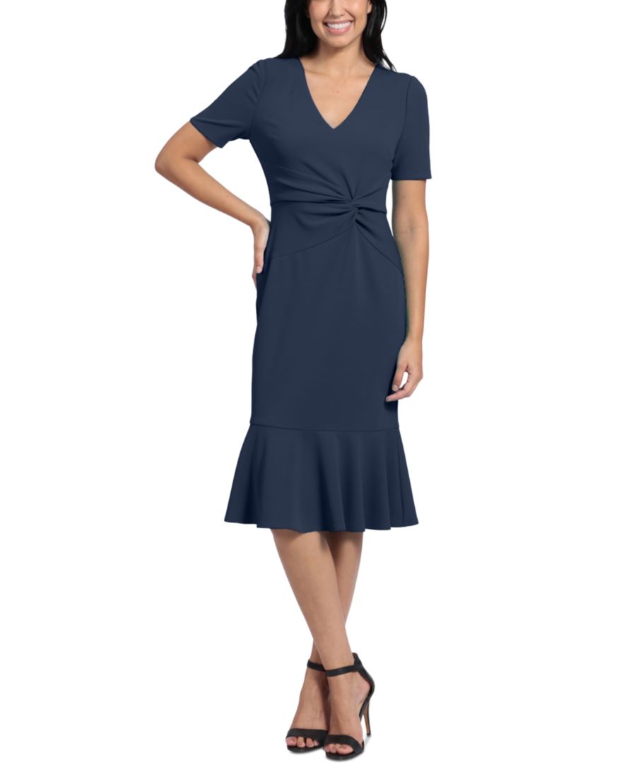 Женское миди-платье с воланами и закрученным подолом London Times, Navy Blazer
Женское миди-платье с воланами и закрученным подолом London Times, Navy Blazer