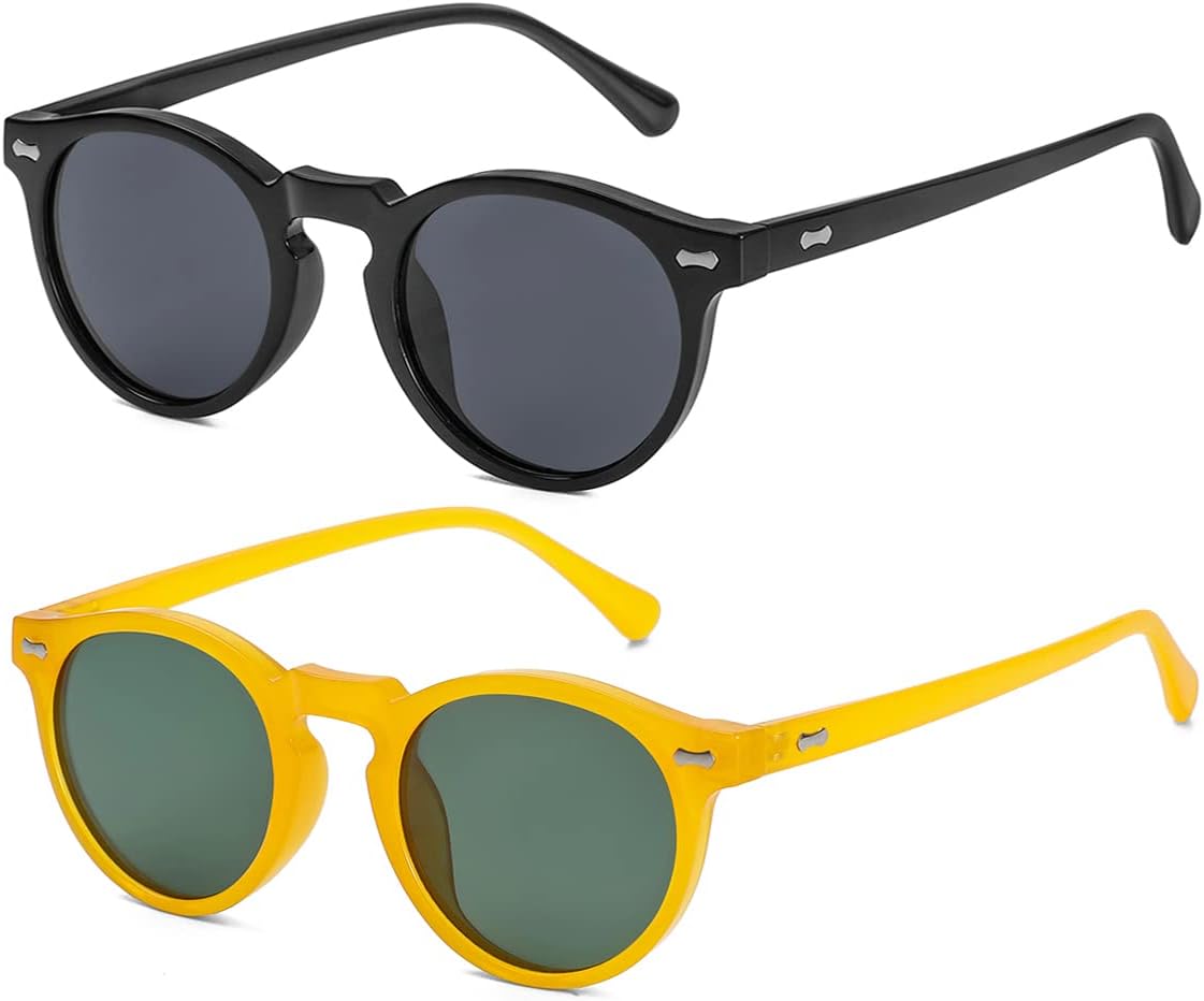 Солнцезащитные очки Gleyemor Vintage Polarized для мужчин, круглые, с защитой UV400, в ретро-стиле, с оправой из ацетата ручной работы, Two-pack (Black Frame/Grey Lens + Yellow Frame/Green Lens)
Солнцезащитные очки Gleyemor Vintage Polarized для мужчин, круглые, с защитой UV400, в ретро-стиле, с оправой из ацетата ручной работы, Two-pack (Black Frame/Grey Lens + Yellow Frame/Green Lens)