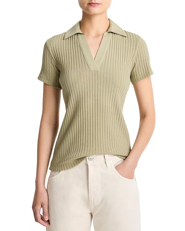 Вязаная рубашка-поло в рубчик Vince, зеленый
Вязаная рубашка-поло в рубчик Vince, зеленый