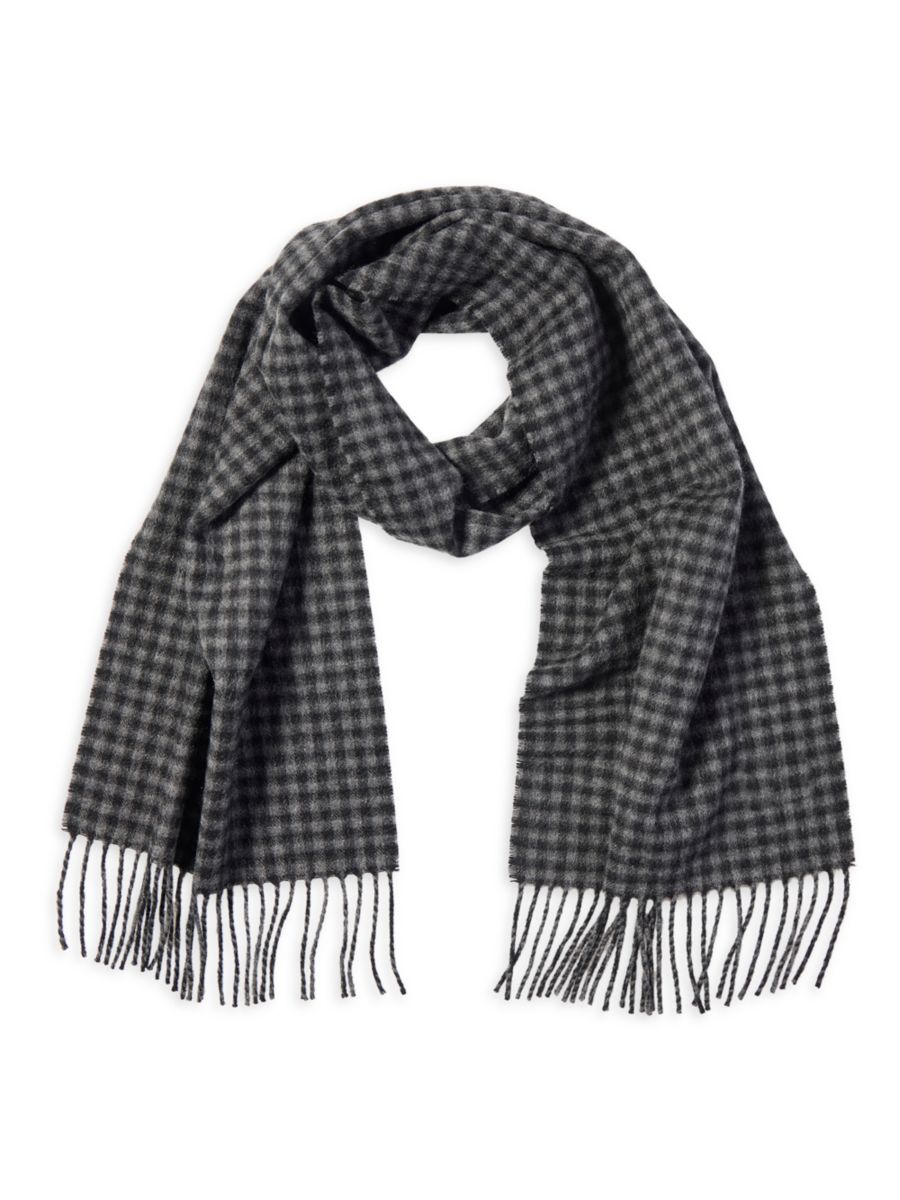 Кашемировый шарф в клетку Гингем Hickey Freeman, угольный 
Кашемировый шарф в клетку Гингем Hickey Freeman, угольный