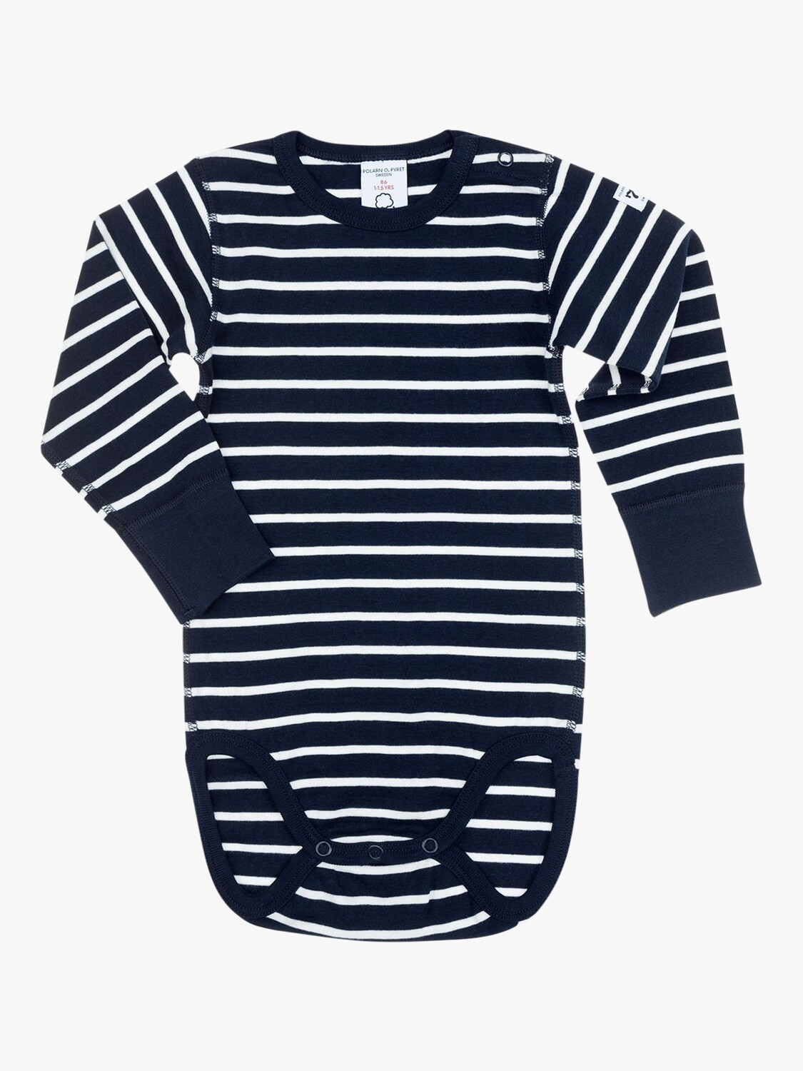 Боди Polarn O. Pyret Baby GOTS из органического хлопка в полоску с длинными рукавами, синий 
Боди Polarn O. Pyret Baby GOTS из органического хлопка в полоску с длинными рукавами, синий