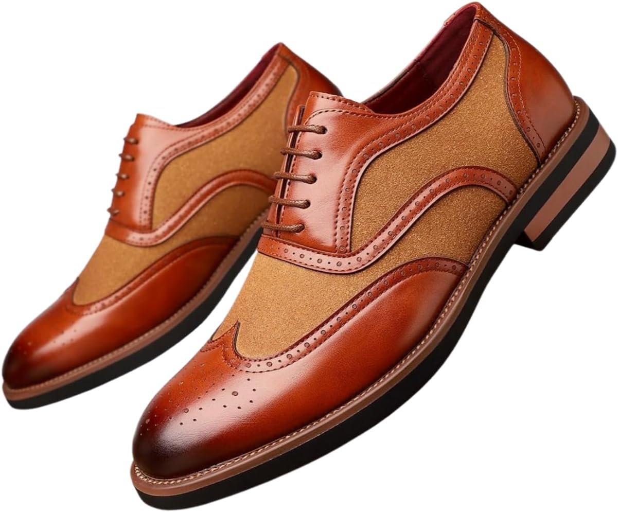 Мужские оксфорды Santimon с крыльями, классические броги из кожи и замши, шнуровка, официальная обувь для деловых встреч и свадеб, Tan
Мужские оксфорды Santimon с крыльями, классические броги из кожи и замши, шнуровка, официальная обувь для деловых встреч и свадеб, Tan