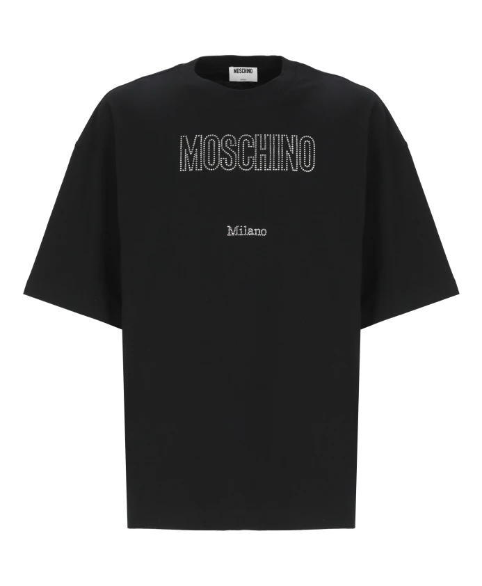 Черная хлопковая футболка с логотипом, украшенным стразами. Moschino, черный
Черная хлопковая футболка с логотипом, украшенным стразами. Moschino, черный
