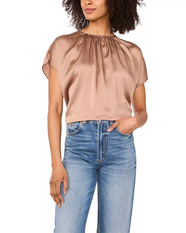 Топ со сборками на шее Vince Camuto, бежевый
Топ со сборками на шее Vince Camuto, бежевый