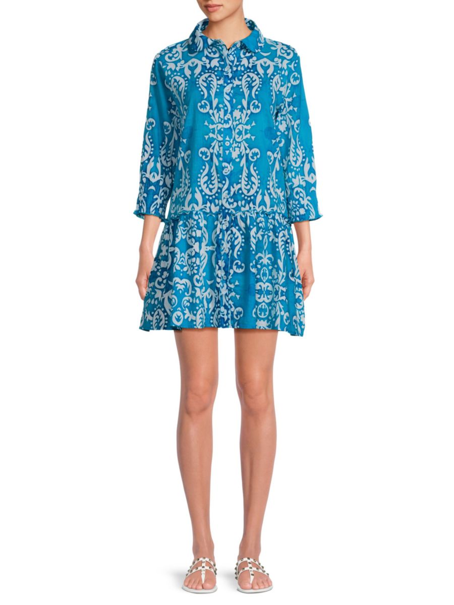 Платье-рубашка мини с заниженной талией La Moda Clothing, цвет Blue White 
Платье-рубашка мини с заниженной талией La Moda Clothing, цвет Blue White