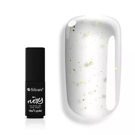 Верхнее покрытие с частицами золотистого цвета 4,5г Silcare, Flexy She's Gold Top Coat