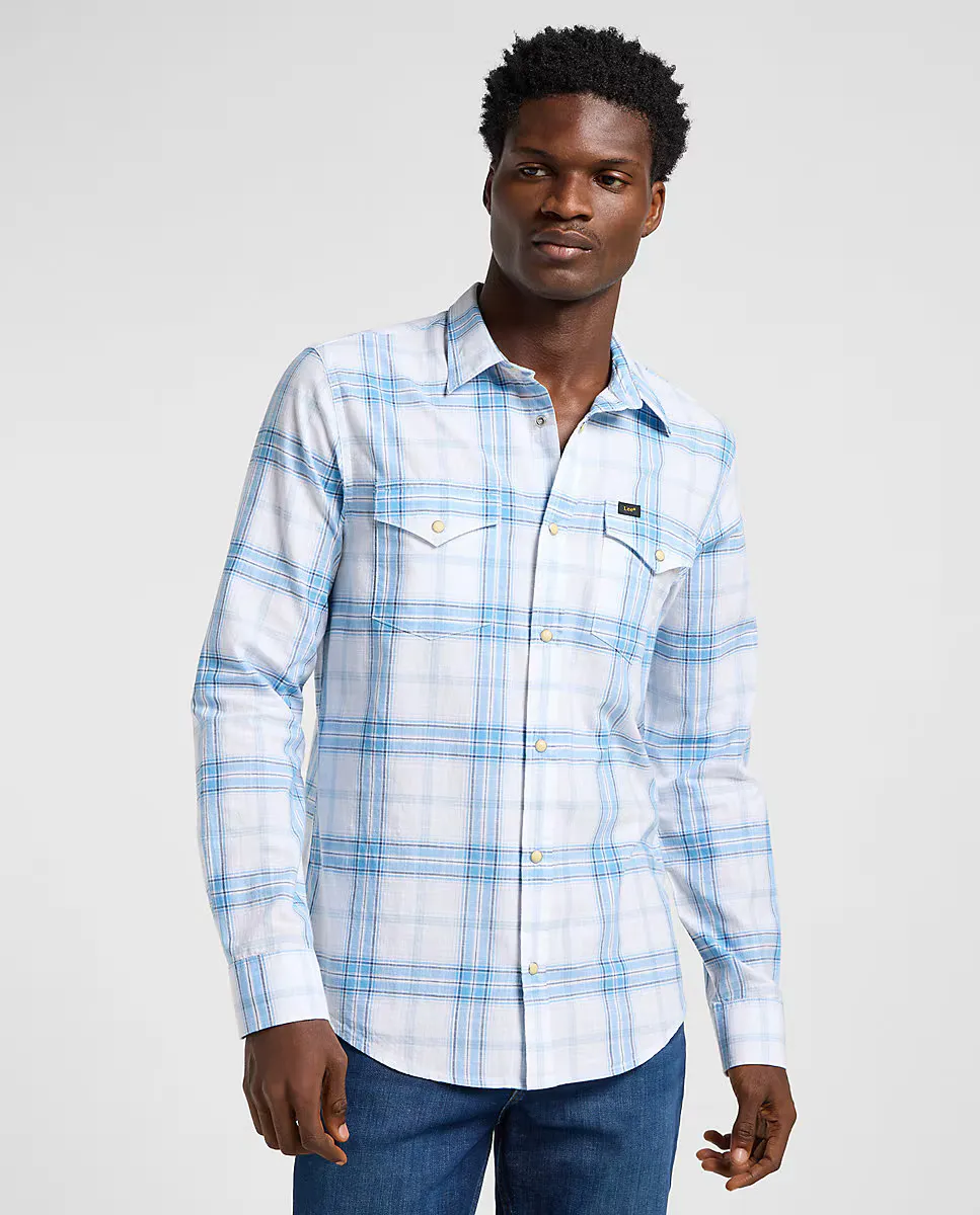 Мужская рубашка в клетку с длинными рукавами Lee, светло-голубой
Мужская рубашка в клетку с длинными рукавами Lee, светло-голубой