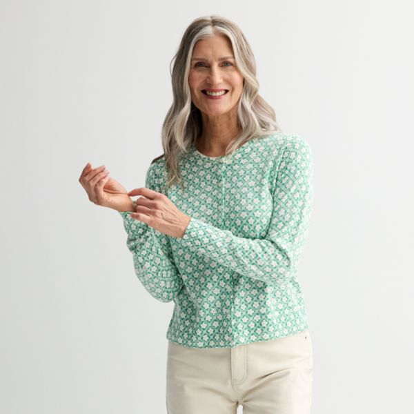 Женский классический кардиган с круглым вырезом и длинными рукавами Croft & Barrow, цвет green floral tile
Женский классический кардиган с круглым вырезом и длинными рукавами Croft & Barrow, цвет green floral tile