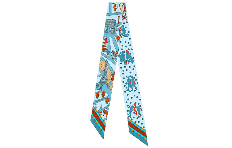 Шелковый платок Twilly Женский Синий HERMES 
Шелковый платок Twilly Женский Синий HERMES