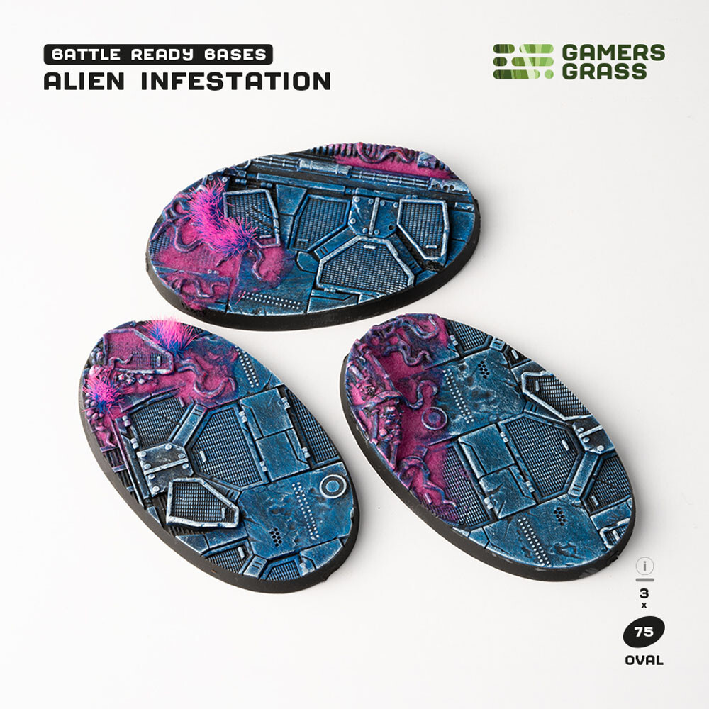 Аксессуары Gamers Grass Battle Ready Bases: Alien Infestation - Oval 75mm (3) 
Аксессуары Gamers Grass Battle Ready Bases: Alien Infestation - Oval 75mm (3)