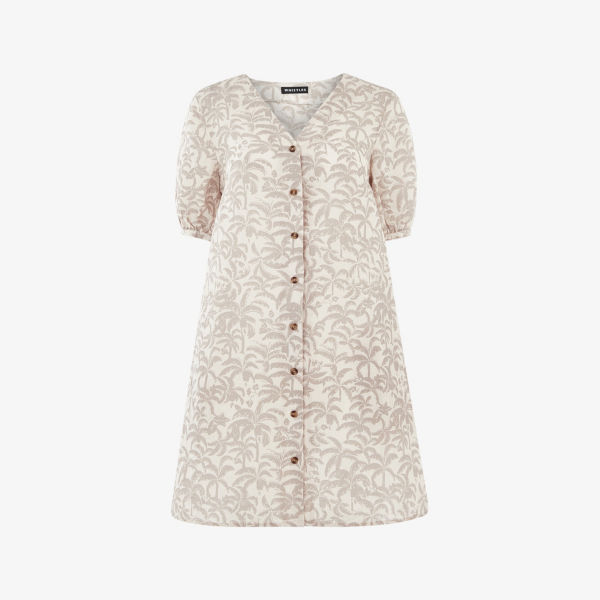 Платье мини Whistles с V-образным вырезом из льняной ткани с пальмовым принтом, бежевый
Платье мини Whistles с V-образным вырезом из льняной ткани с пальмовым принтом, бежевый