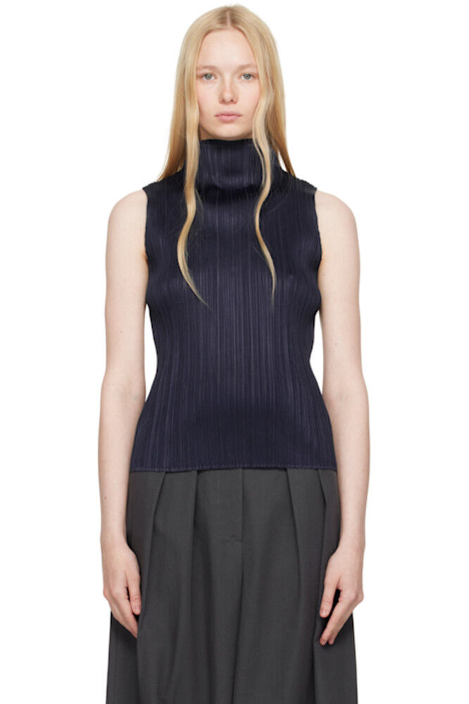 Темно-синий топ из рами с плиссировкой PLEATS PLEASE ISSEY MIYAKE
Темно-синий топ из рами с плиссировкой PLEATS PLEASE ISSEY MIYAKE