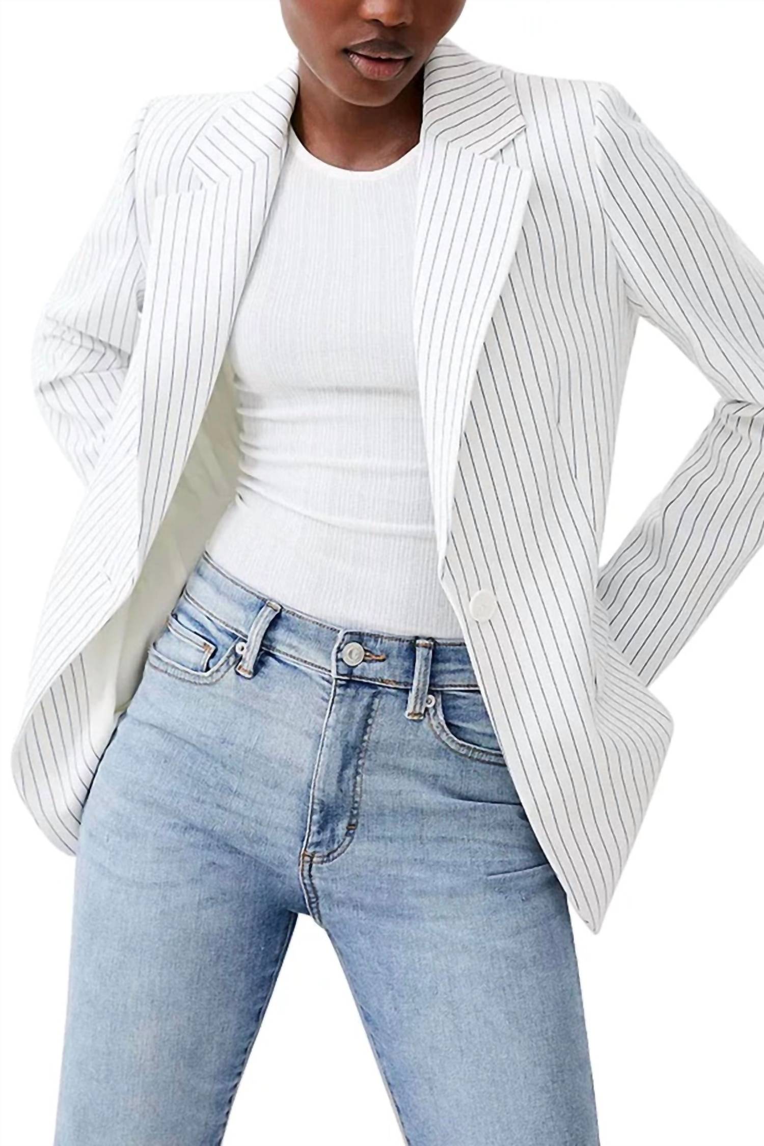 Пиджак Whisper в полоску, летний бело-морской French Connection
Пиджак Whisper в полоску, летний бело-морской French Connection