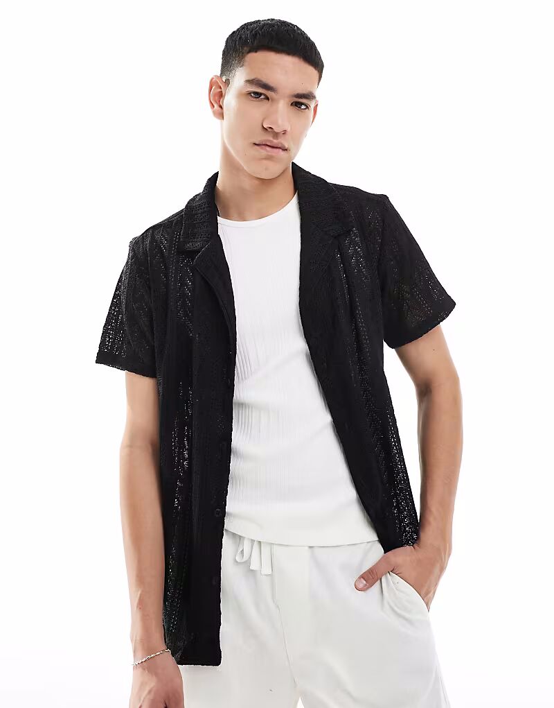 Brave Soul - рубашка с короткими рукавами черного цвета с текстурированным узором свободной вязки
Brave Soul - рубашка с короткими рукавами черного цвета с текстурированным узором свободной вязки