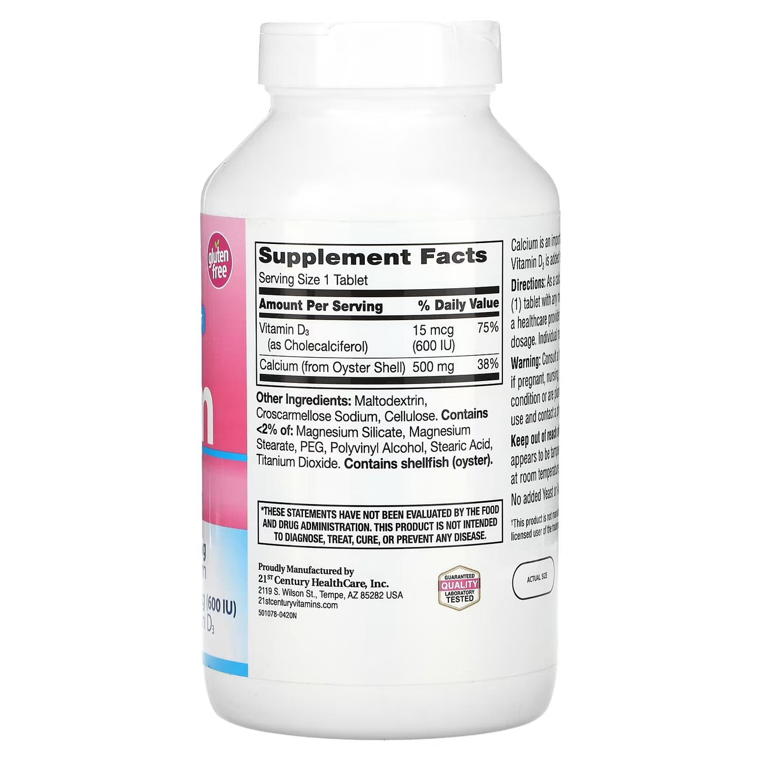 Кальций 500 + D3 21st Century, 400 таблеток
Кальций 500 + D3 21st Century, 400 таблеток