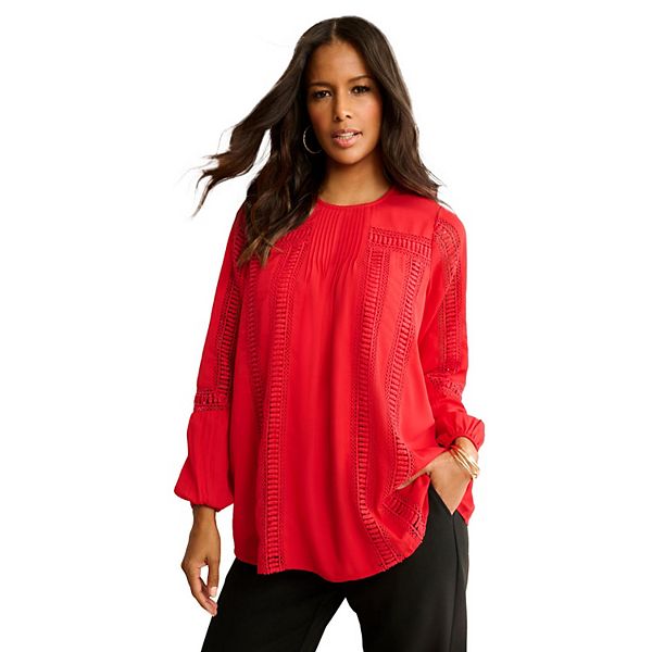 Женский топ с пышными рукавами и кружевной отделкой plus size Roaman'S, Vivid Red
Женский топ с пышными рукавами и кружевной отделкой plus size Roaman'S, Vivid Red