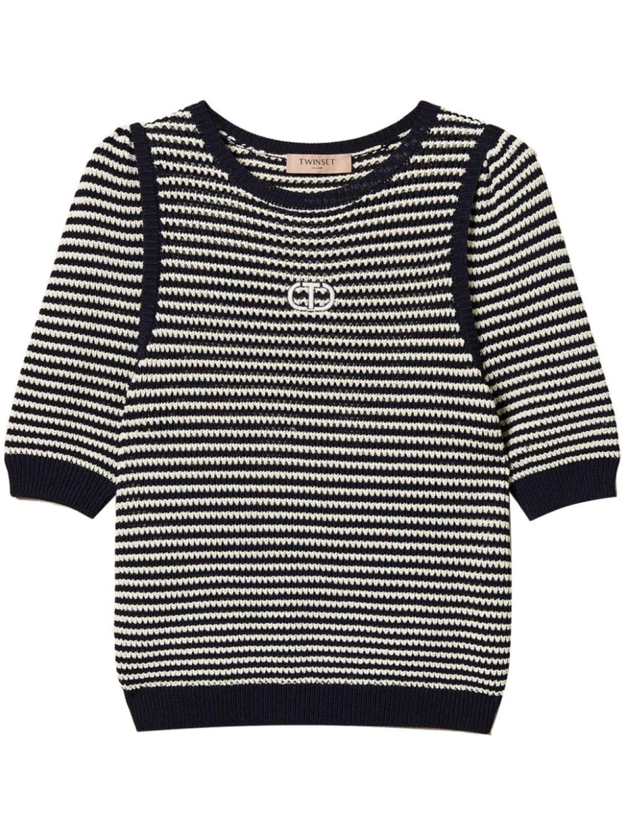 TWINSET полосатая футболка с вышивкой, белый 
TWINSET полосатая футболка с вышивкой, белый