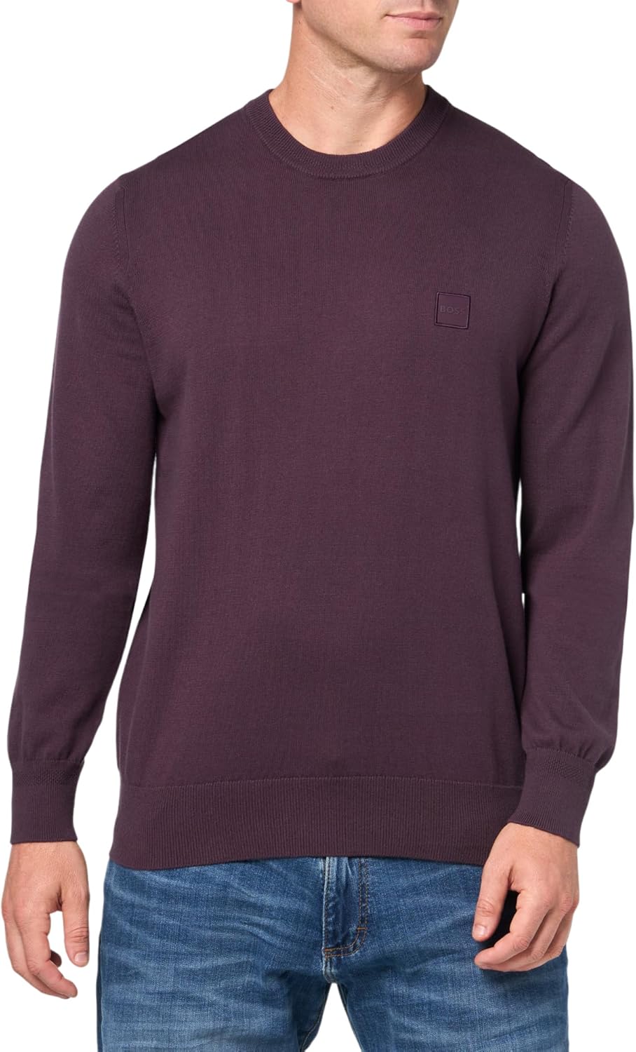 BOSS Мужской свитер из хлопковой смеси с квадратным логотипом, Eggplant
BOSS Мужской свитер из хлопковой смеси с квадратным логотипом, Eggplant