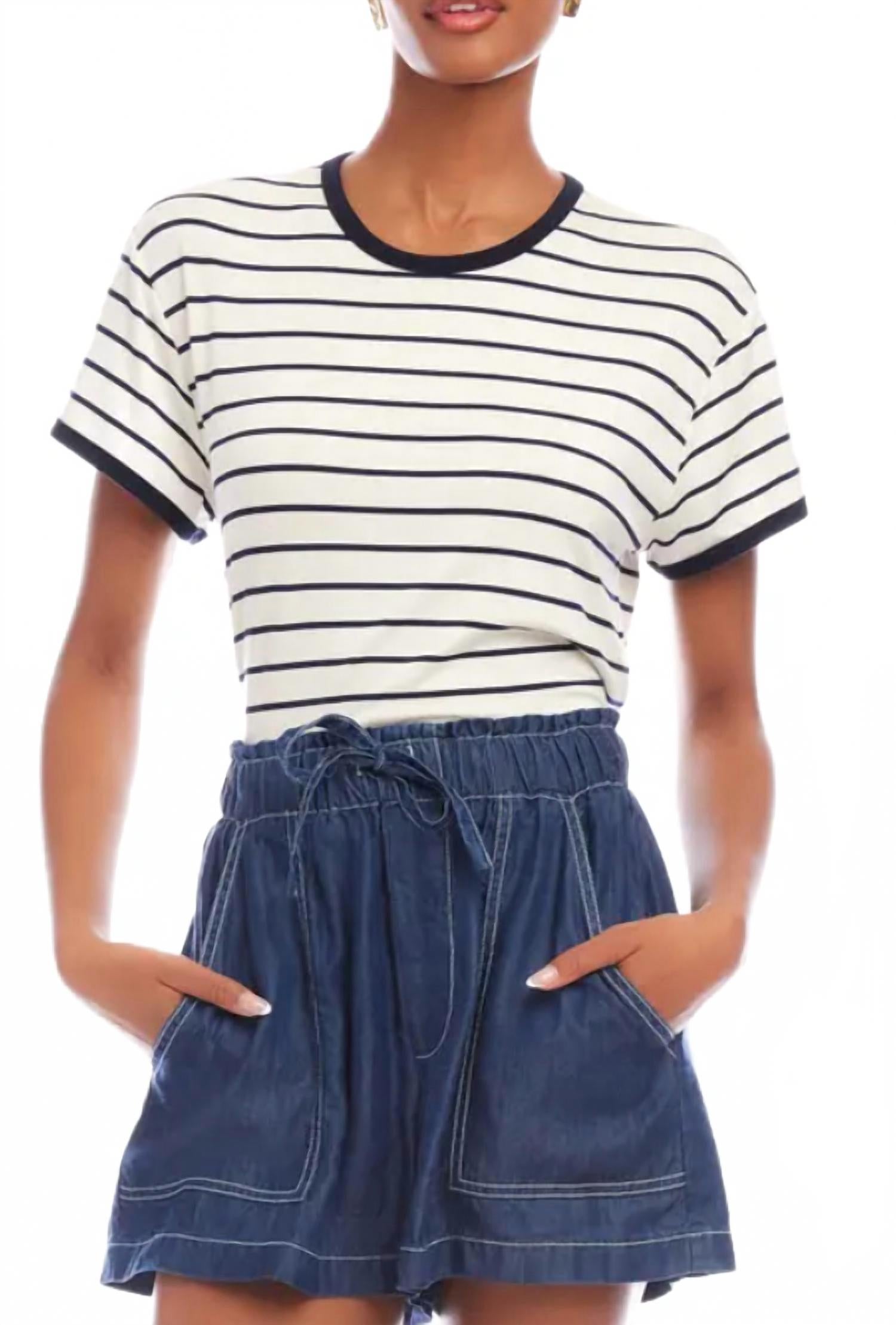 Футболка Courtney в полоску контрастная в темно-синем Fifteen Twenty
Футболка Courtney в полоску контрастная в темно-синем Fifteen Twenty