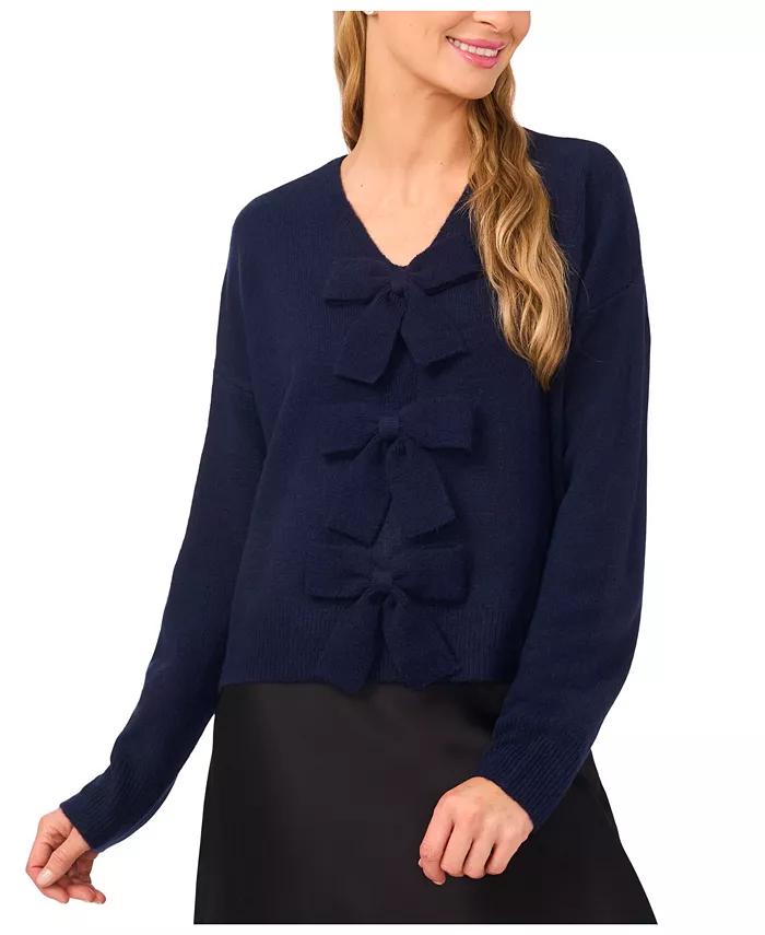 Женский свитер с V-образным вырезом и бантом Cece, синий
Женский свитер с V-образным вырезом и бантом Cece, синий