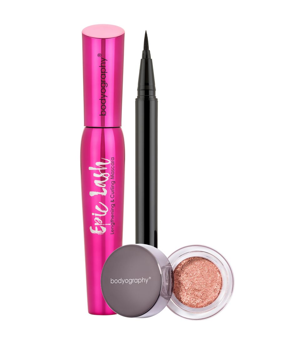 Набор из жидкой подводки для глаз, теней с блестками и туши для ресниц Bodyography, цвет copper / black
Набор из жидкой подводки для глаз, теней с блестками и туши для ресниц Bodyography, цвет copper / black