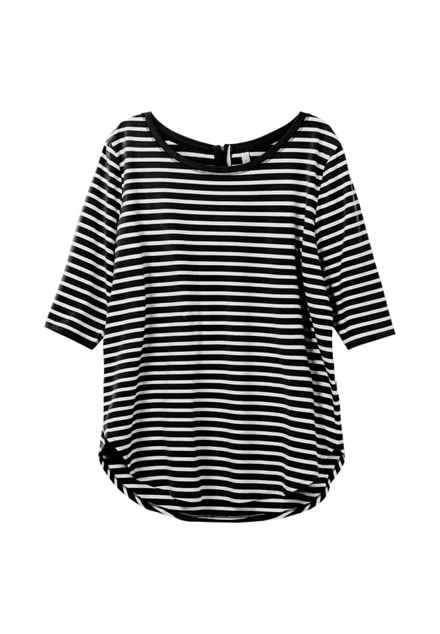 Длинная рубашка с полосками и молнией на шее Sheego, черный
Длинная рубашка с полосками и молнией на шее Sheego, черный