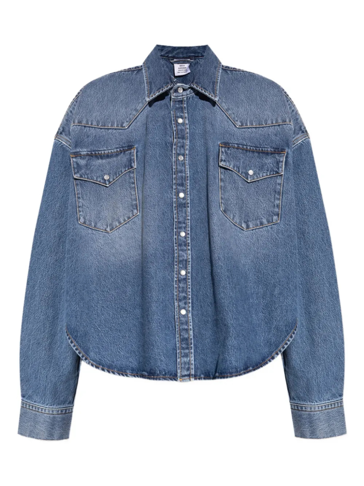 Рубашка джинсовая VETEMENTS на пуговицах, синий
Рубашка джинсовая VETEMENTS на пуговицах, синий