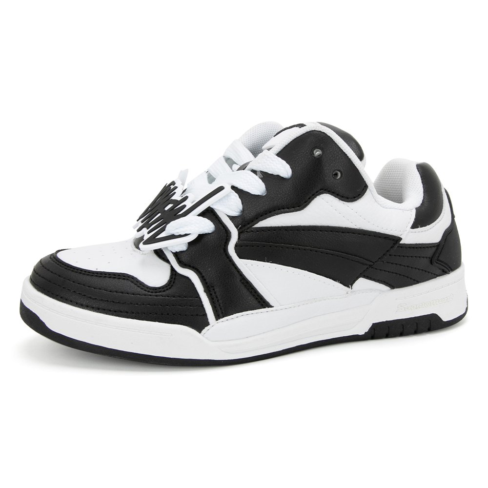 Suamoment Винтажные кожаные скейтерские кроссовки с аппликацией Original Athletic Shoes мужские парные модные доски черно-белые, цвет Black White 
Suamoment Винтажные кожаные скейтерские кроссовки с аппликацией Original Athletic Shoes мужские парные модные доски черно-белые, цвет Black White