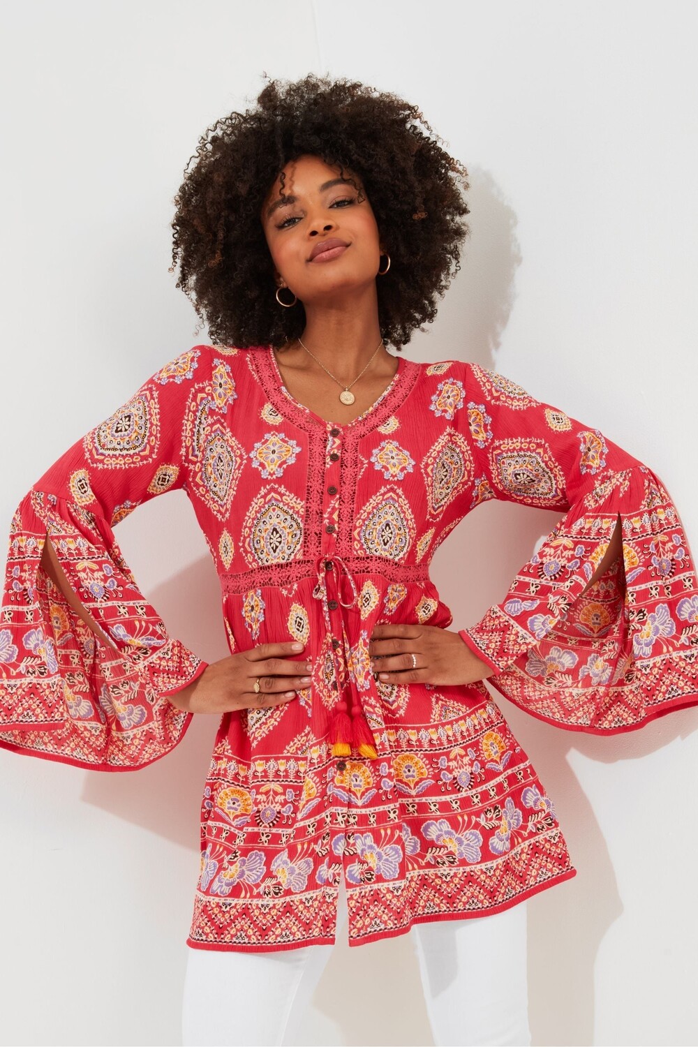 Длинная блузка с пляжным принтом и каймой Joe Browns, оранжевый
Длинная блузка с пляжным принтом и каймой Joe Browns, оранжевый