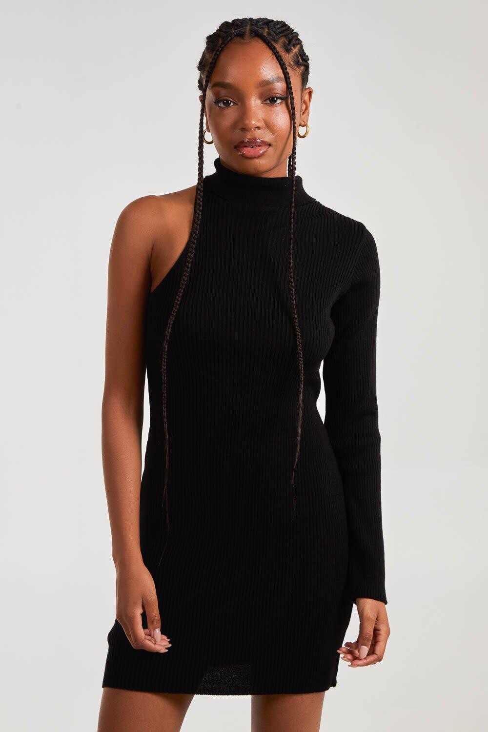 Трикотажное платье на одно плечо Pink Vanilla, черный
Трикотажное платье на одно плечо Pink Vanilla, черный