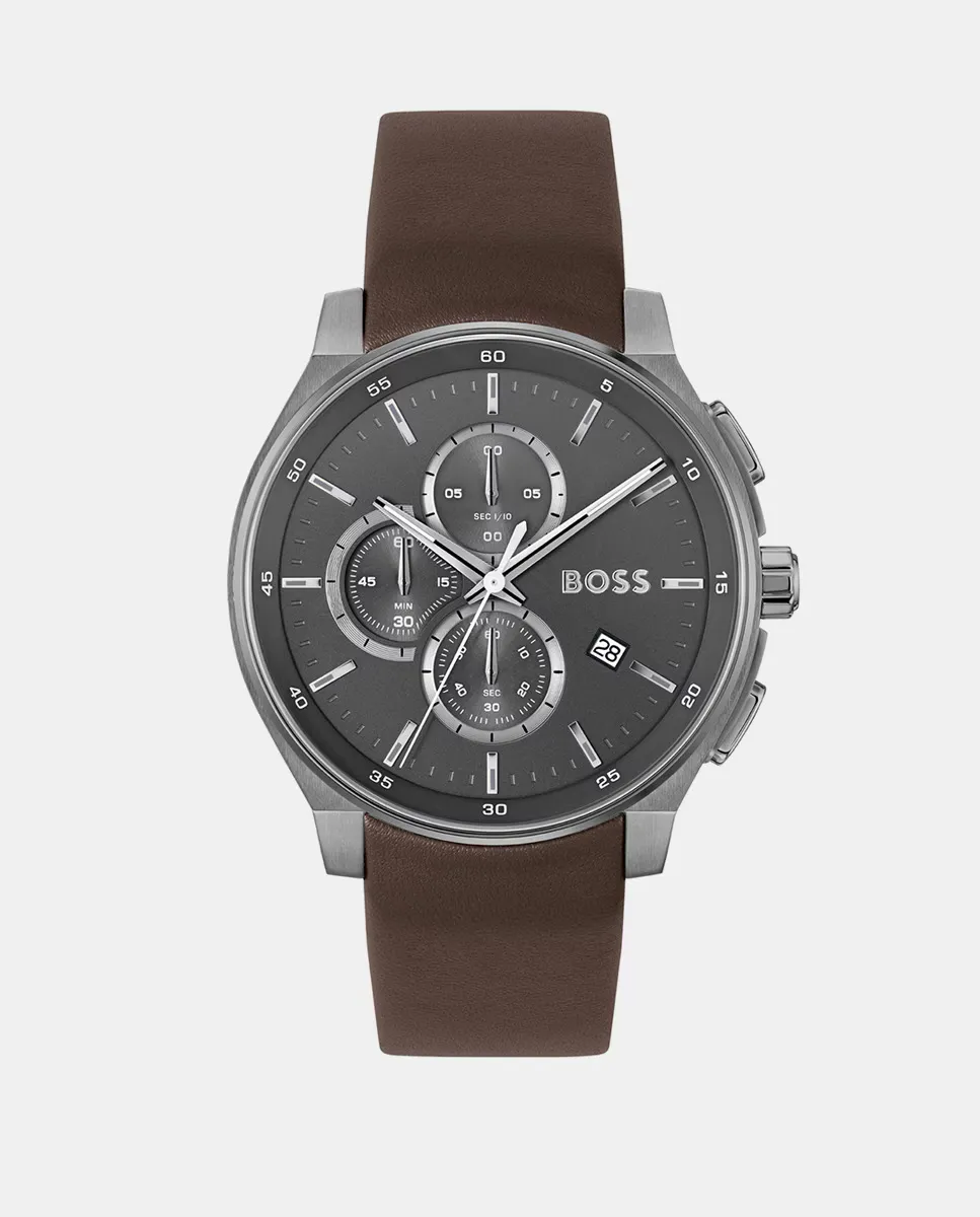 Мужские часы Пик 20 1514187хронограф из коричневой кожи Boss
Мужские часы Пик 20 1514187хронограф из коричневой кожи Boss