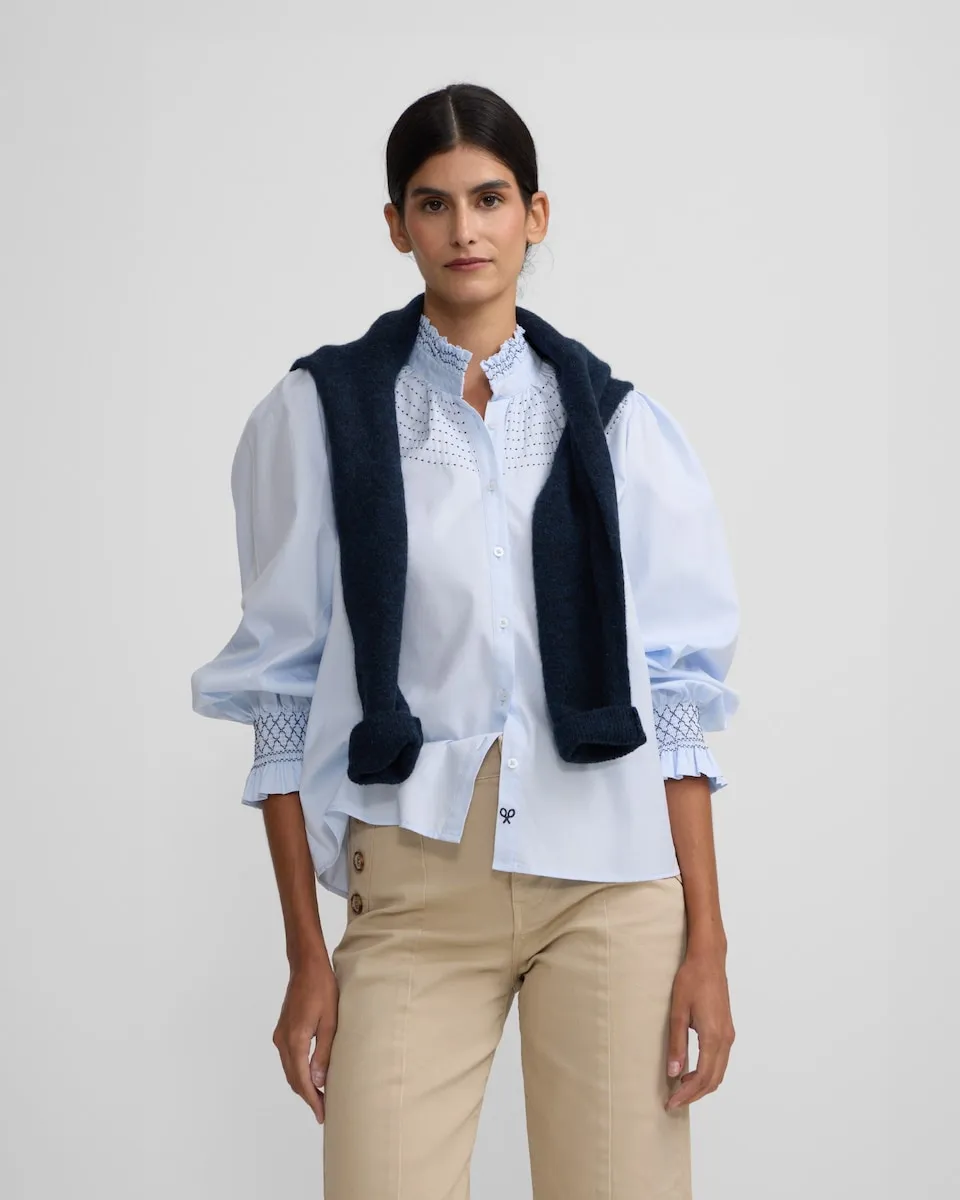 Женская рубашка с манжетами-сборками Silbon, голубой
Женская рубашка с манжетами-сборками Silbon, голубой