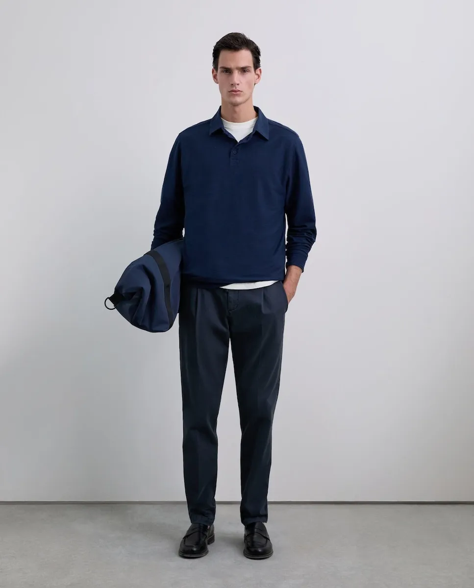 Мужская хлопковая футболка с длинным рукавом Scalpers, темно-синий 
Мужская хлопковая футболка с длинным рукавом Scalpers, темно-синий